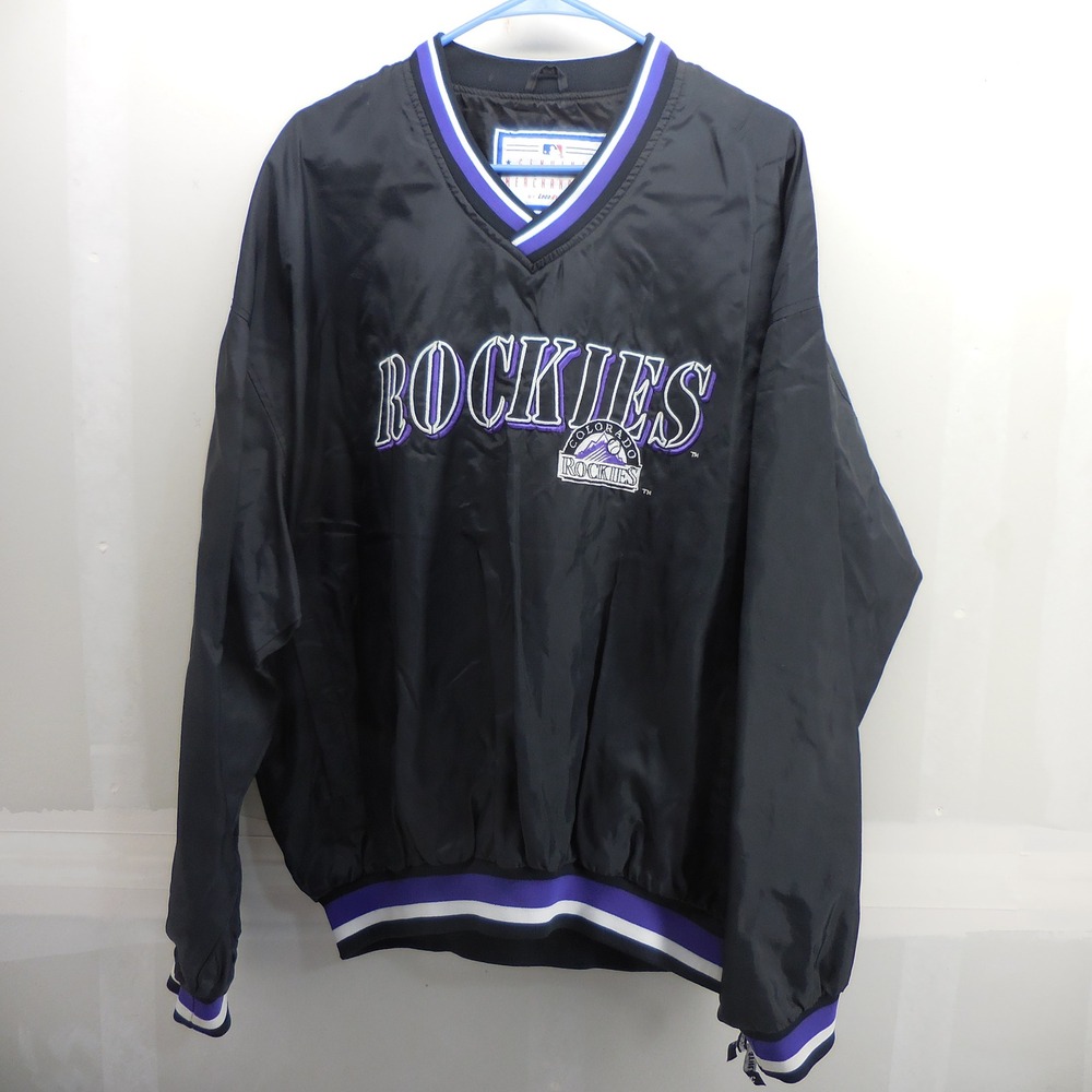 Vintage Colorado‎ Rockies Logo Athletic Windbreaker Pullover Black Mens XL MLB